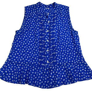 ADORABLE CAbi 5530 Electric Blue Peplum Ruffle Sleeveless Top measures as a Med.